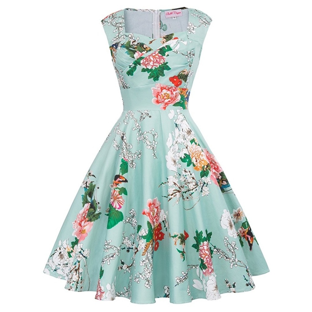 50s style vintage dress sweetheart neck